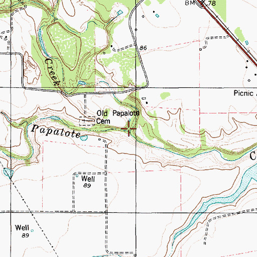 Topographic Map of Bullshead Creek, TX