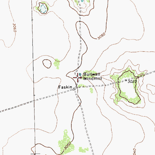 Topographic Map of Bullwell Windmill, TX