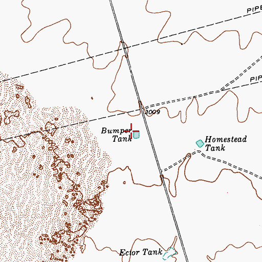 Topographic Map of Bumper Tank, TX
