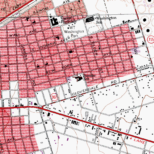 Topographic Map of Bunche School, TX