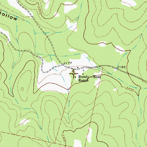 Topographic Map of Bundy-Ross Ranch, TX