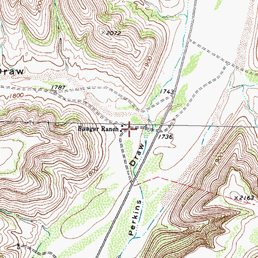 Topographic Map of Bunger Ranch, TX