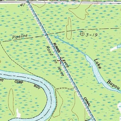 Topographic Map of Bunns Canal, TX