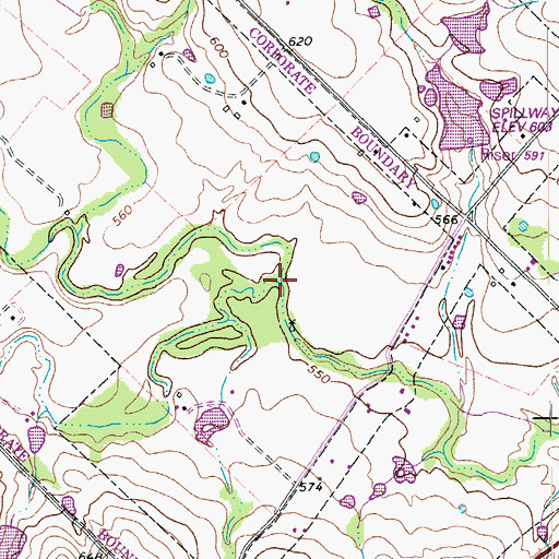 Topographic Map of Bunton Branch, TX