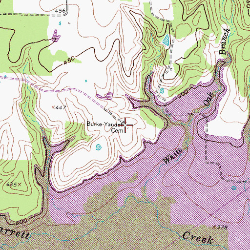 Topographic Map of Burke - Yandell Cemetery, TX