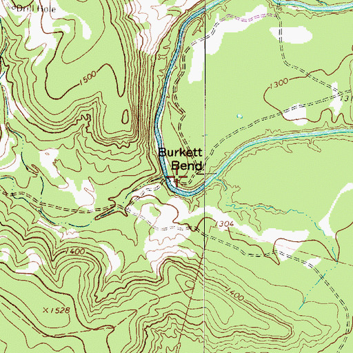 Topographic Map of Burkett Bend, TX