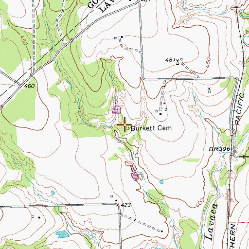 Topographic Map of Burkett Cemetery, TX