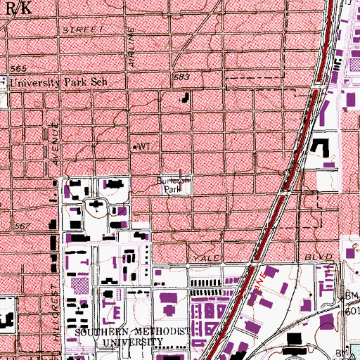 Topographic Map of Burleson Park, TX