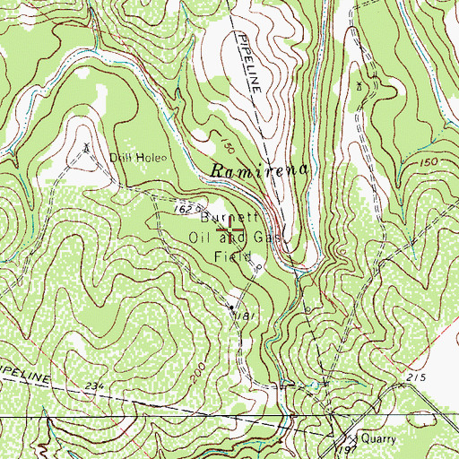 Topographic Map of Burnett Oil and Gas Field, TX