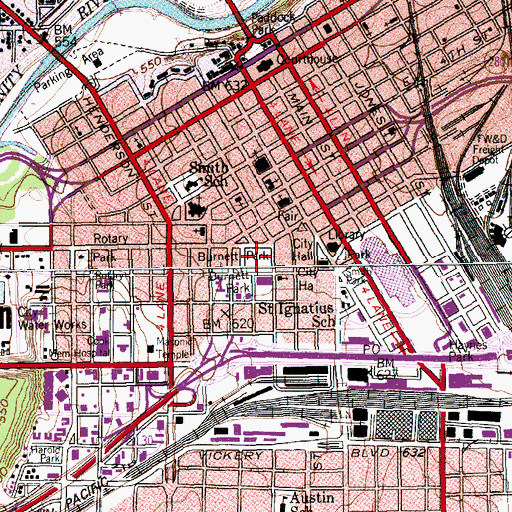 Topographic Map of Burnett Park, TX