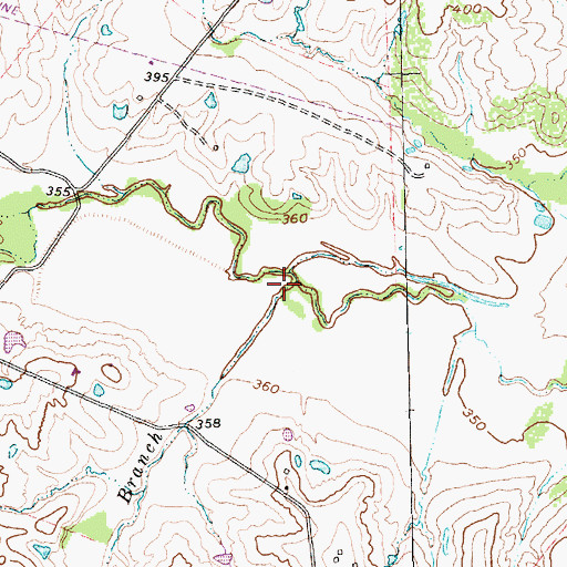 Topographic Map of Burns Branch, TX