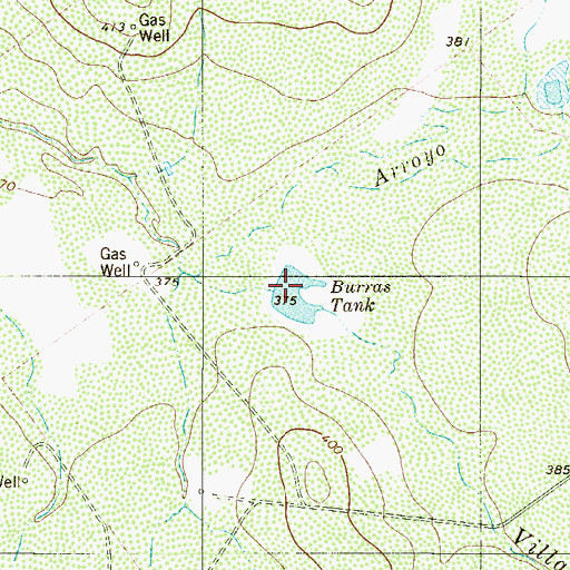 Topographic Map of Burras Tank, TX