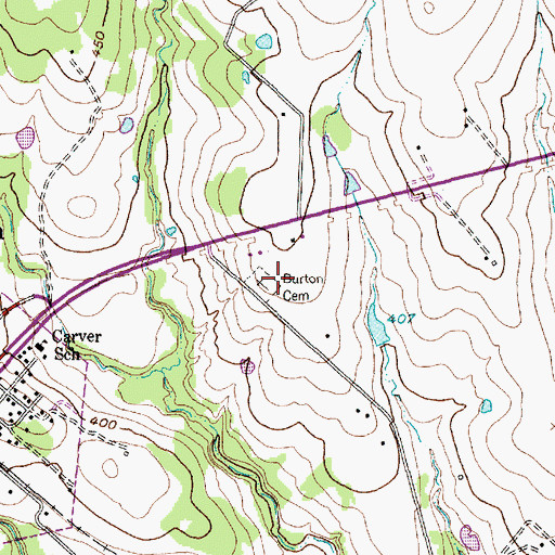 Topographic Map of Burton Cemetery, TX