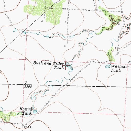 Topographic Map of Bush and Tiller Tank, TX