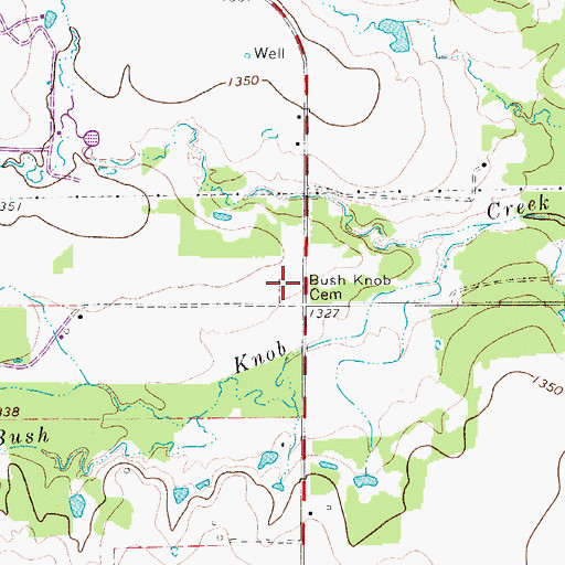 Topographic Map of Bush Knob Cemetery, TX
