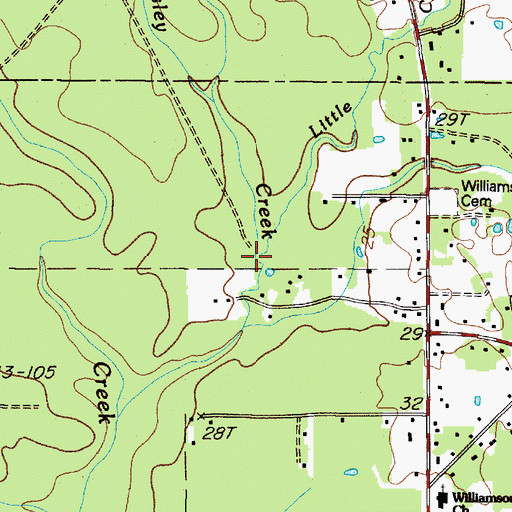 Topographic Map of Little Creek, TX