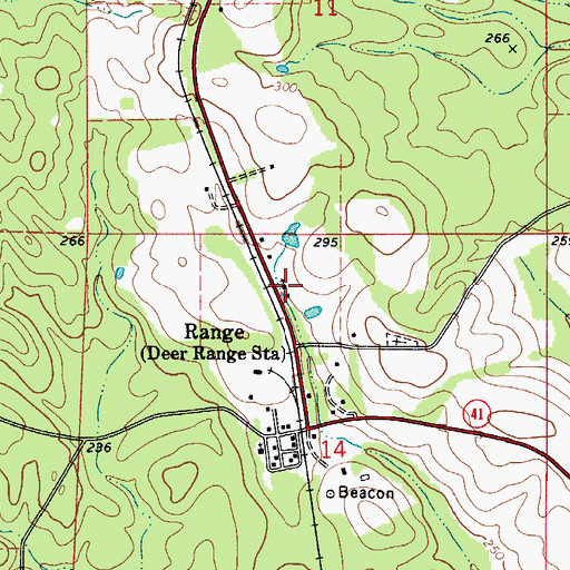 Topographic Map of Range Church, AL