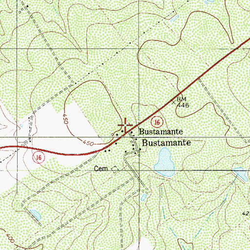 Topographic Map of Bustamante, TX