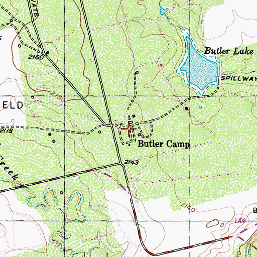 Topographic Map of Butler Camp, TX