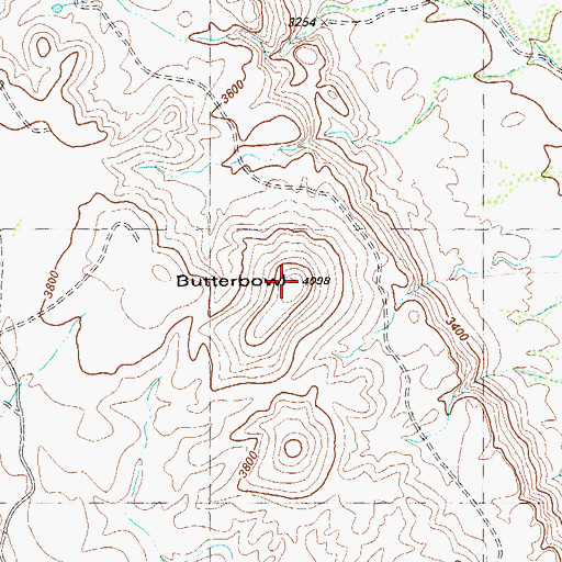 Topographic Map of Butterbowl, TX