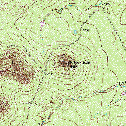 Topographic Map of Butterfield Peak, TX