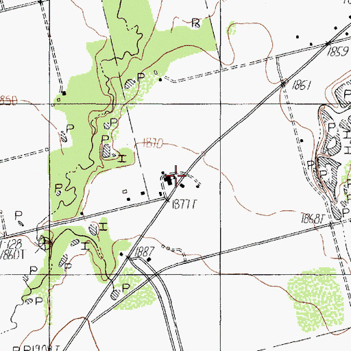 Topographic Map of Butterfield School, TX