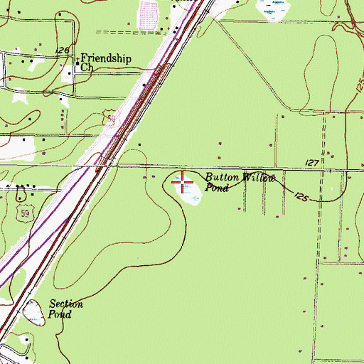 Topographic Map of Button Willow Pond, TX