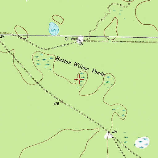 Topographic Map of Button Willow Ponds, TX