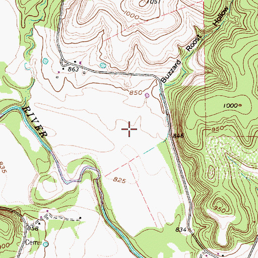 Topographic Map of Buzzard Roost Hollow, TX