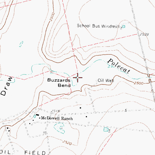Topographic Map of Buzzards Bend, TX