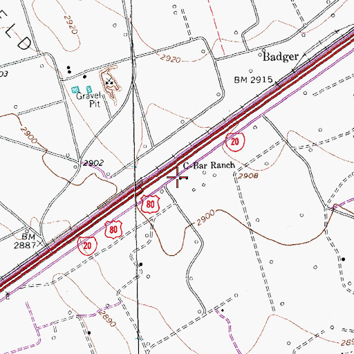 Topographic Map of C-Bar Ranch, TX