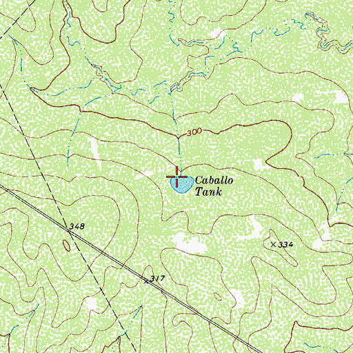 Topographic Map of Caballo Tank, TX