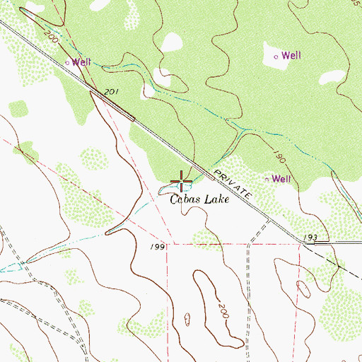 Topographic Map of Cabas Lake, TX