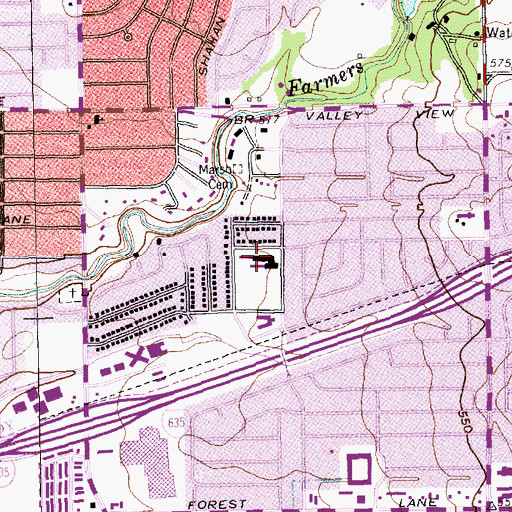Topographic Map of Cabell School, TX