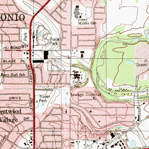 Topographic Map of Cable School, TX