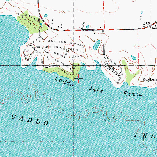 Topographic Map of Caddo Jake Reach, TX