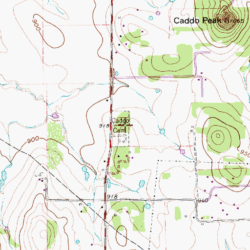 Topographic Map of Caddo Cemetery, TX