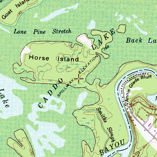 Topographic Map of Caddo Lake, TX