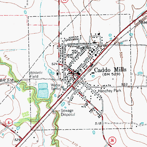 Topographic Map of Caddo Mills, TX
