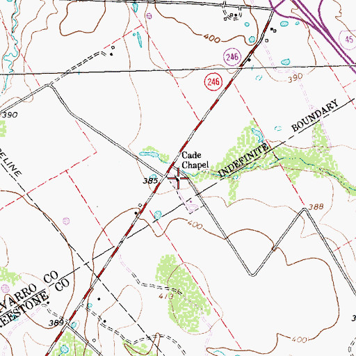 Topographic Map of Cade Chapel, TX