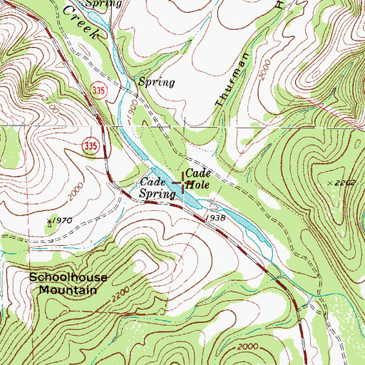 Topographic Map of Cade Hole, TX