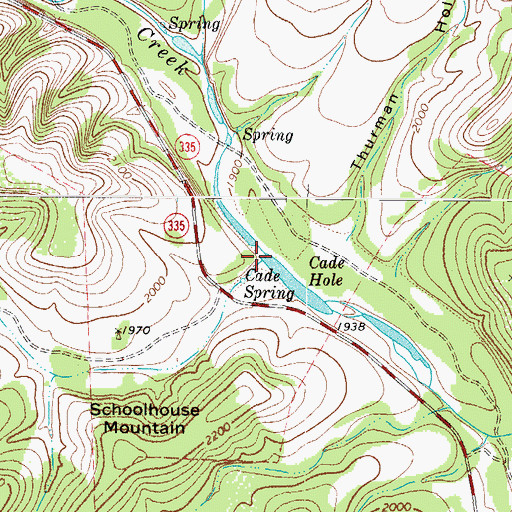 Topographic Map of Cade Hollow, TX