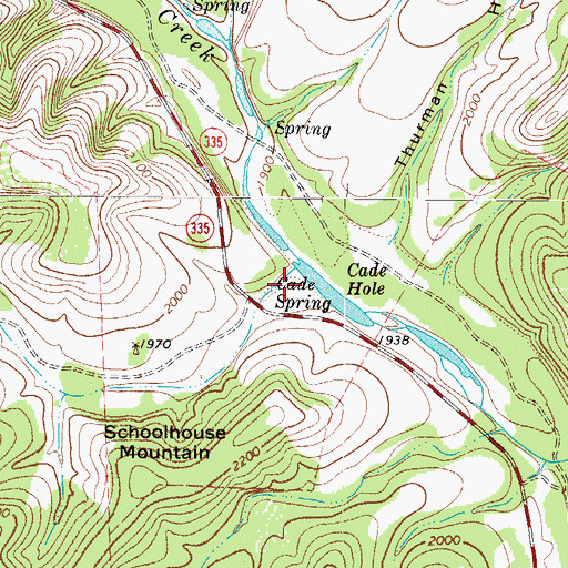 Topographic Map of Cade Spring, TX