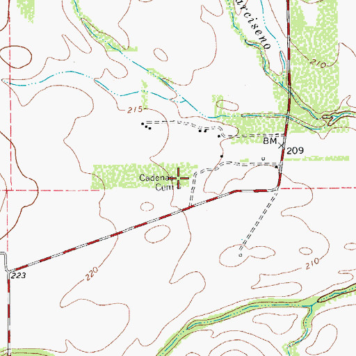 Topographic Map of Cadenas Cemetery, TX