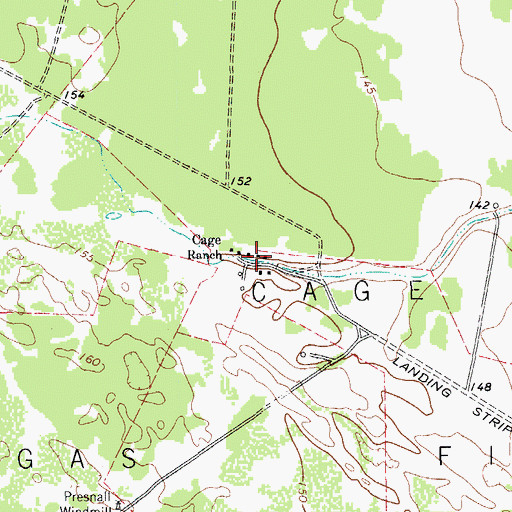 Topographic Map of Cage Ranch, TX