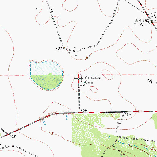 Topographic Map of Calaveras Cemetery, TX