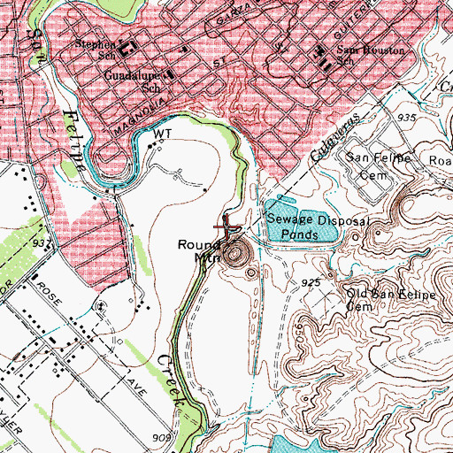 Topographic Map of Calaveras Creek, TX