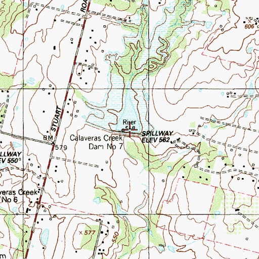 Topographic Map of Calaveras Creek Dam Number 7, TX