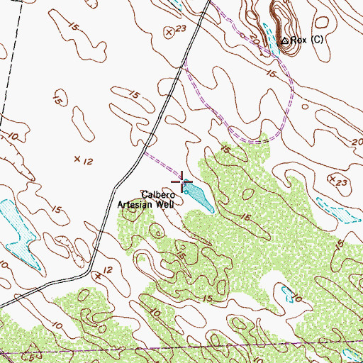 Topographic Map of Calbero Artesian Well, TX