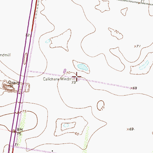 Topographic Map of Calichera Windmill, TX